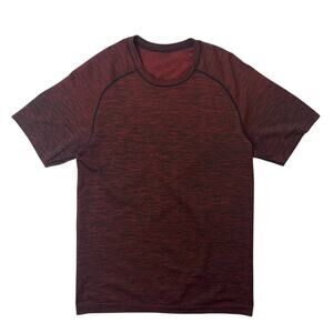 Lululemon Shirt Mens Small Crimson Black Metal Vent Tech Versatile Train Workout